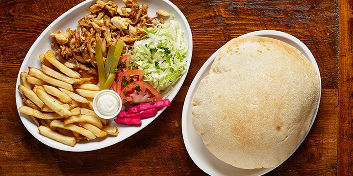 sharwarma au poulet et pain pita