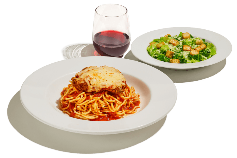Chicken parmesan with Caesar salad