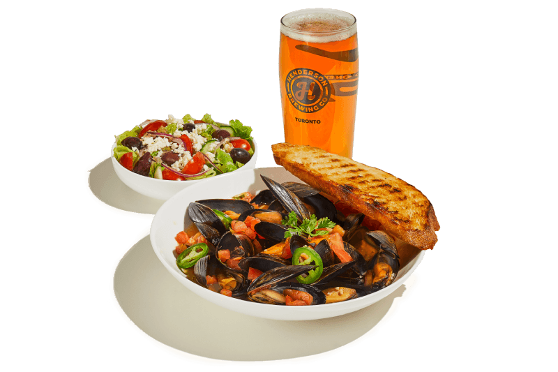 Repas de fruits de mer et bière