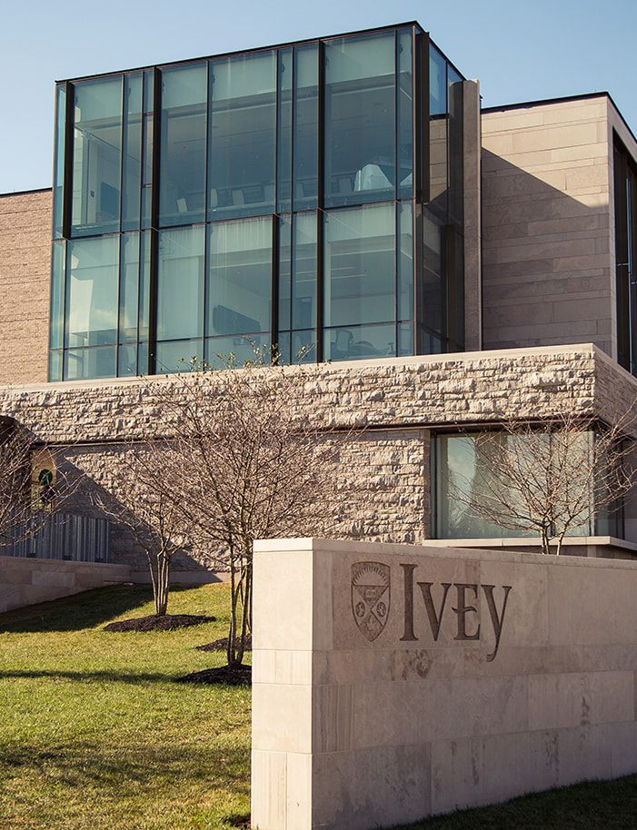 The front of the Ivey Executive Education building at Western University, in London, Ontario