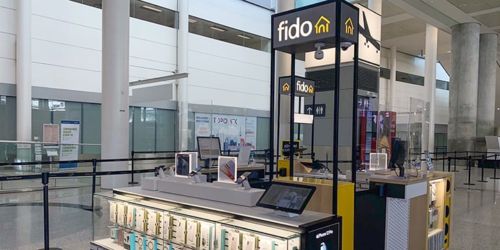 Fido kiosk in Terminal 1 International Arrivals area