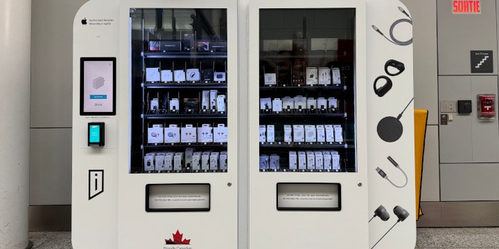 a vending machine with a display